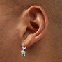 C LUXE by Claire&#39;s Sterling Silver Crystal Bow Dangling Hoop Earrings,