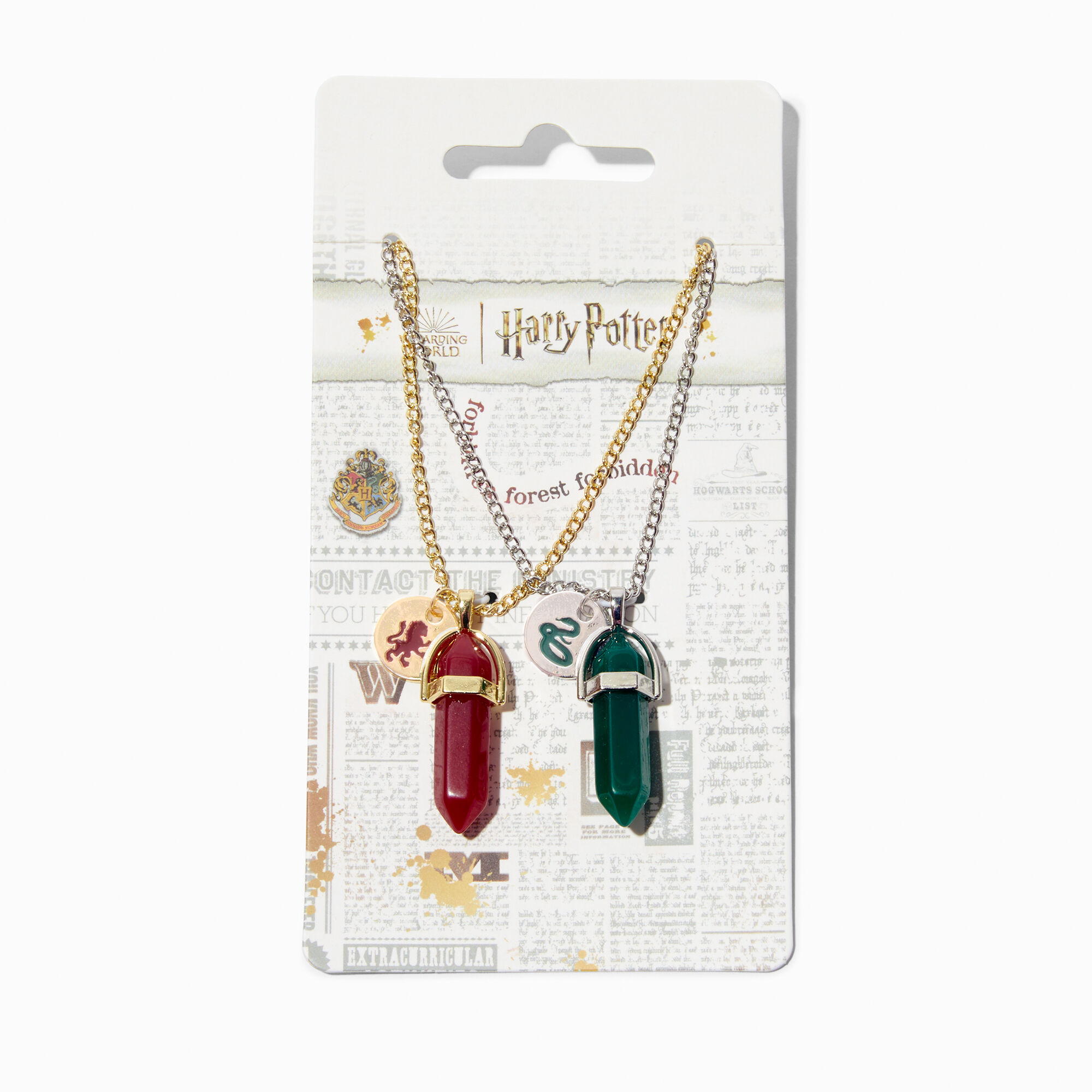View Claires Harry Potter Gryffindor And Slytherin Crystal Necklace 2 Pack Red information