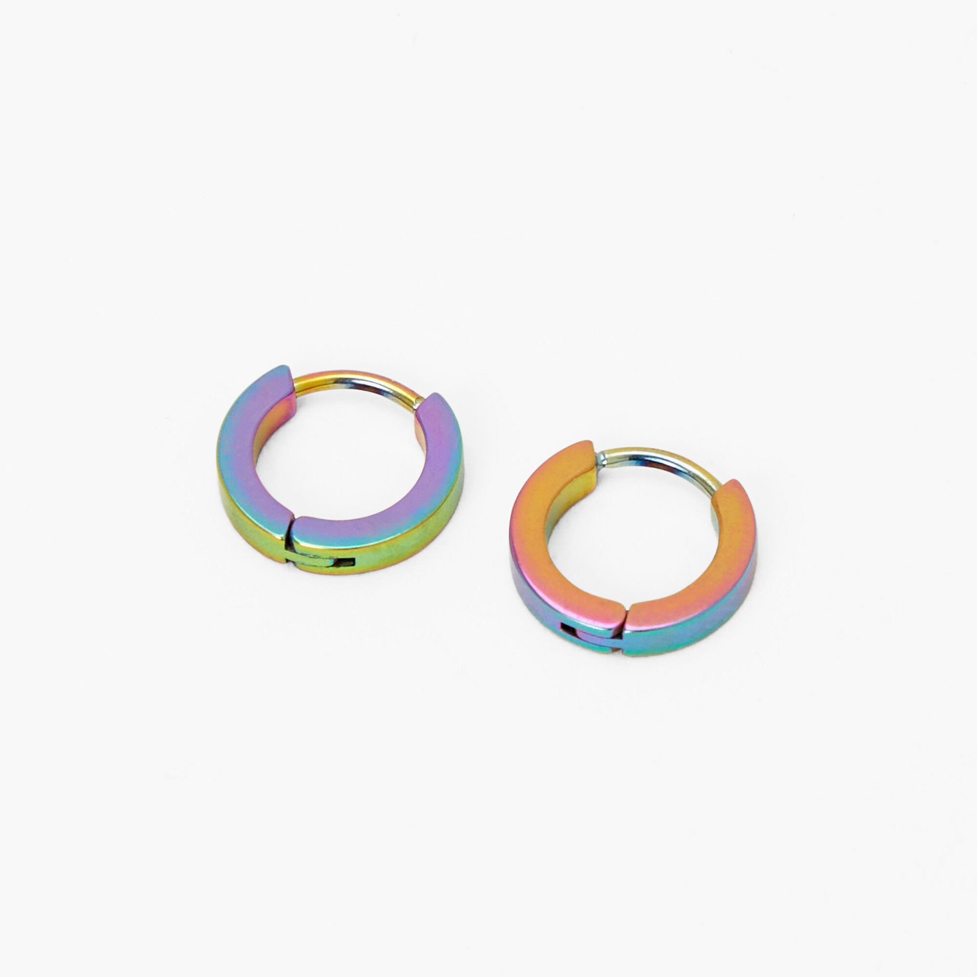 View Claires Titanium Anodiozed 10MM Huggie Hoop Earrings Rainbow information