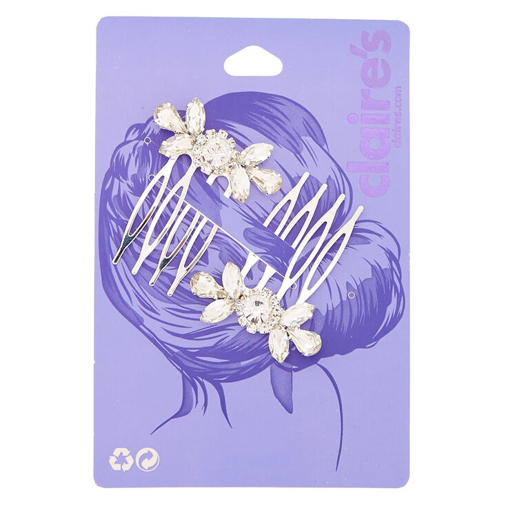 Claire's Lot de 2 peignes à cheveux strass couleur argenté