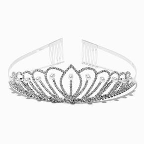 Silver-tone Pearl Rhinestone Dragonfly Tiara,