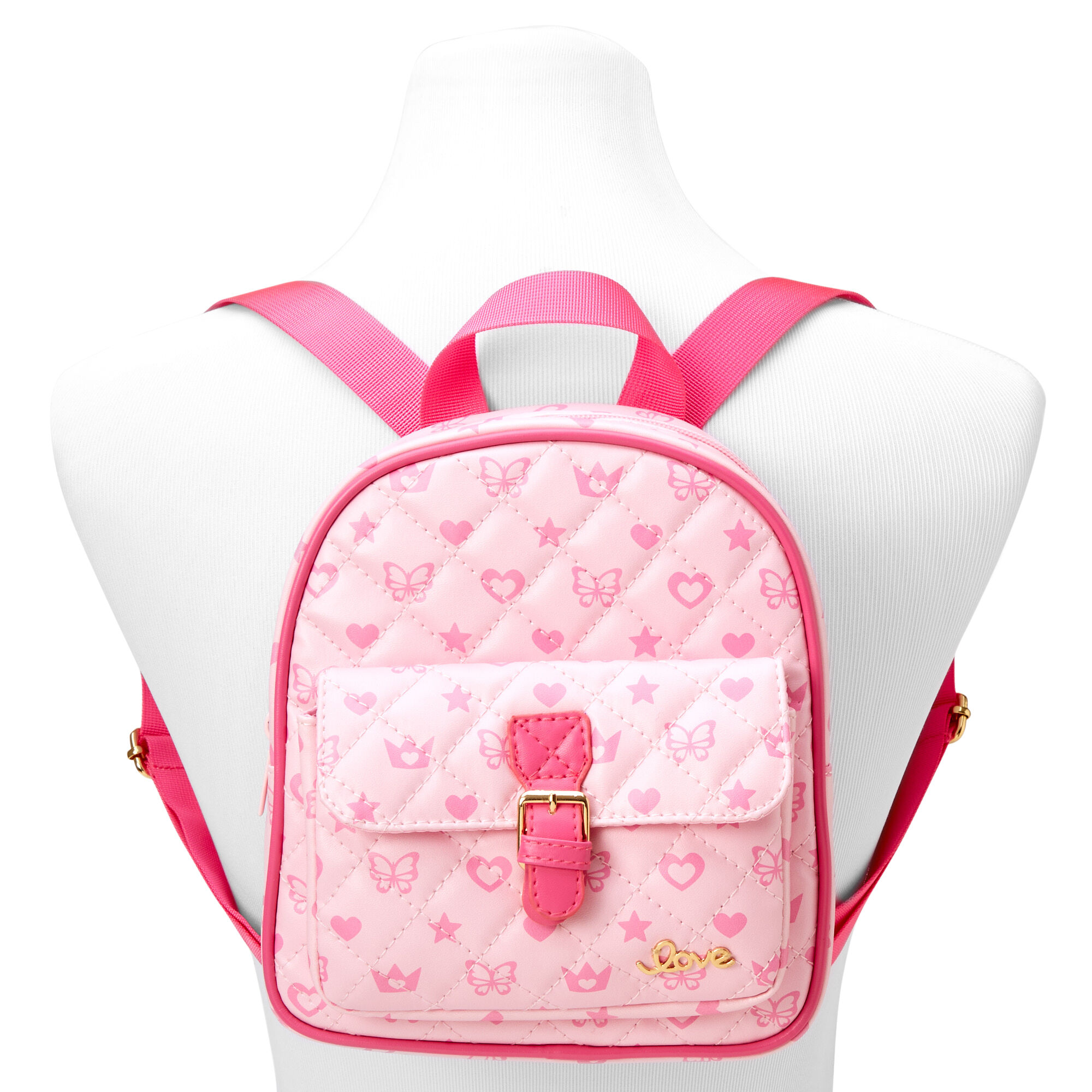 Claire s Club Pink Status Icons Mini Backpack