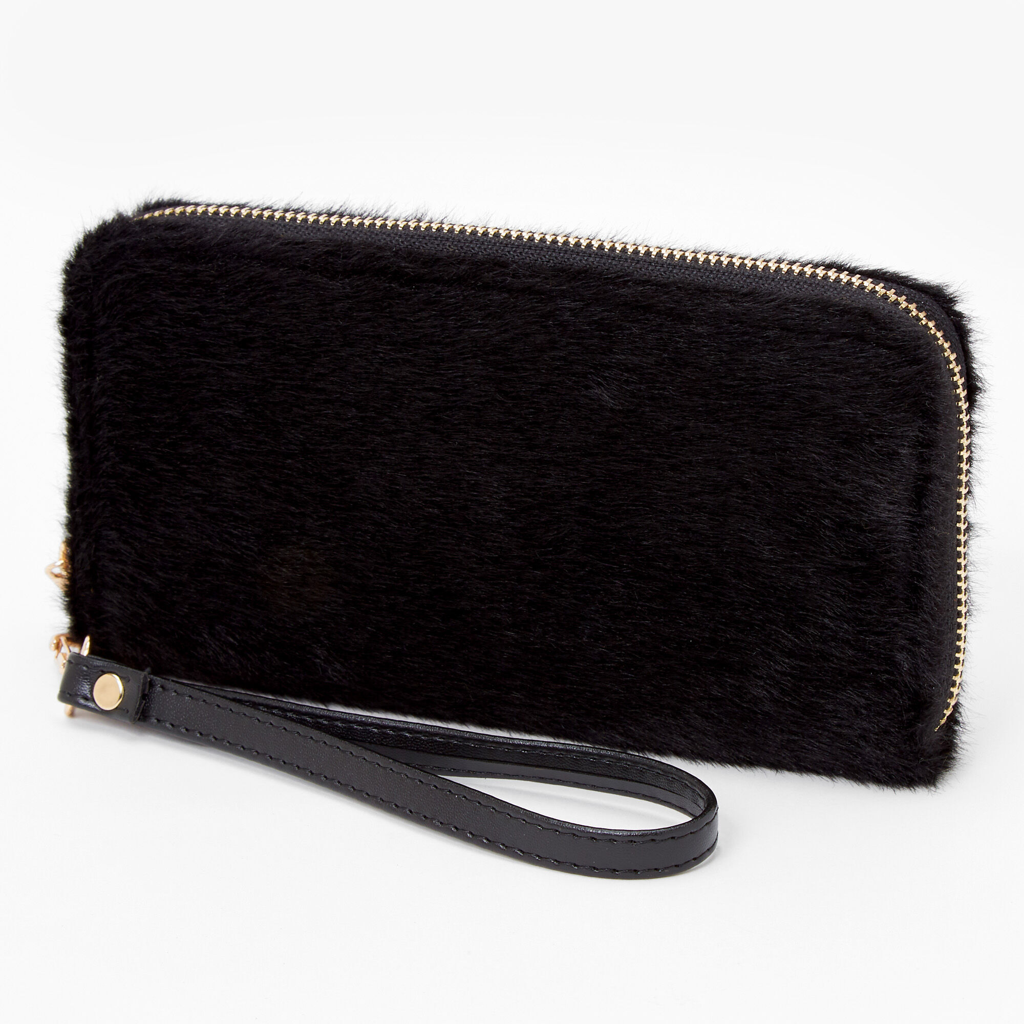 Black Furry Wristlet,