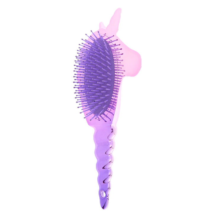 Metallic Ombre Unicorn Head Paddle Hair Brush - Pink,