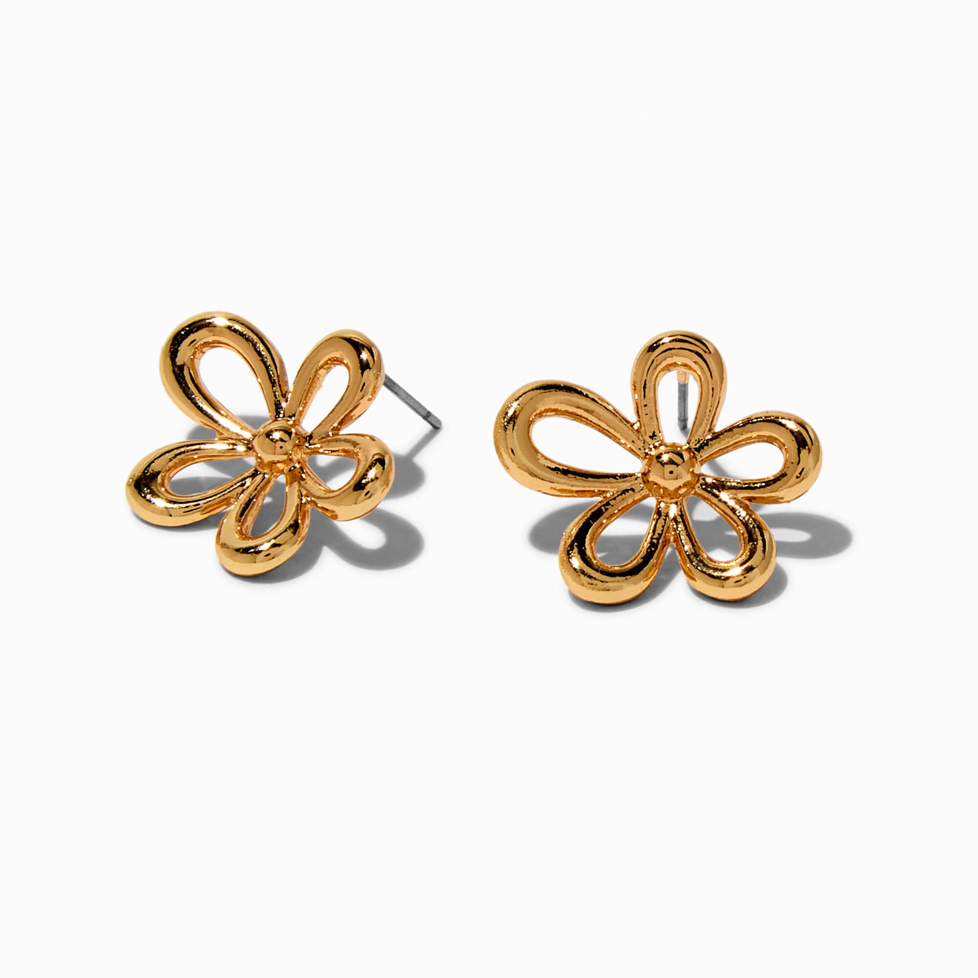 View Claires Tone Flower Burst Outline Stud Earrings Gold information