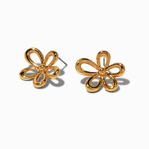 Gold-tone Flower Burst Outline Stud Earrings,
