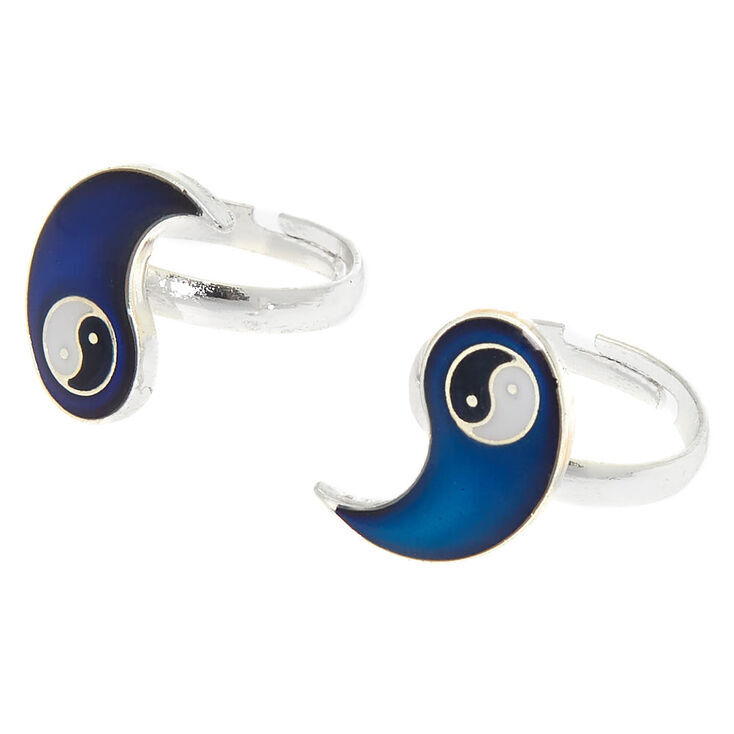 Silver Best Friends Mood Yin Yang Rings 2 Pack Claire s