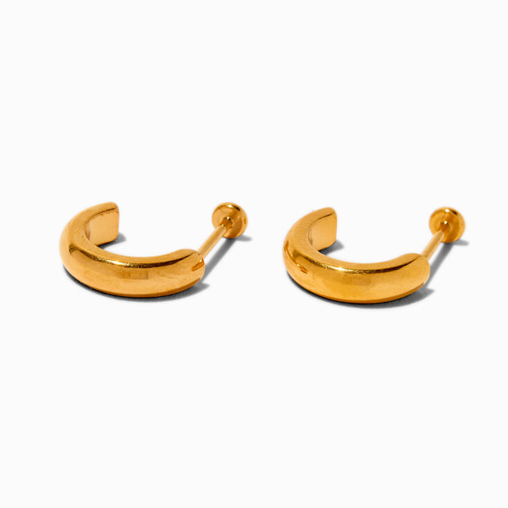 C LUXE by Claire&#39;s Gold-tone Titanium Flatback Hoop Earrings,