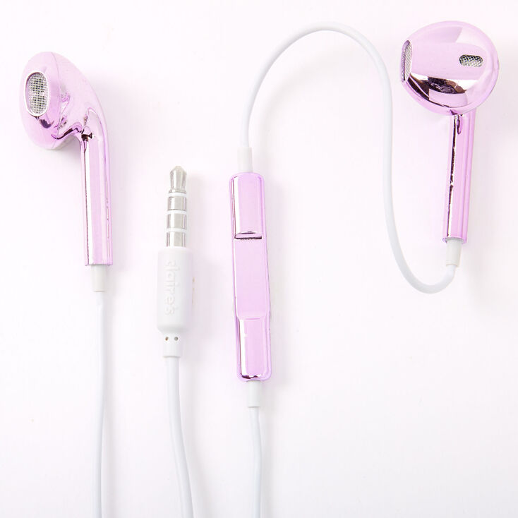 Metallic Earbuds With Mic Purple Claire S Us