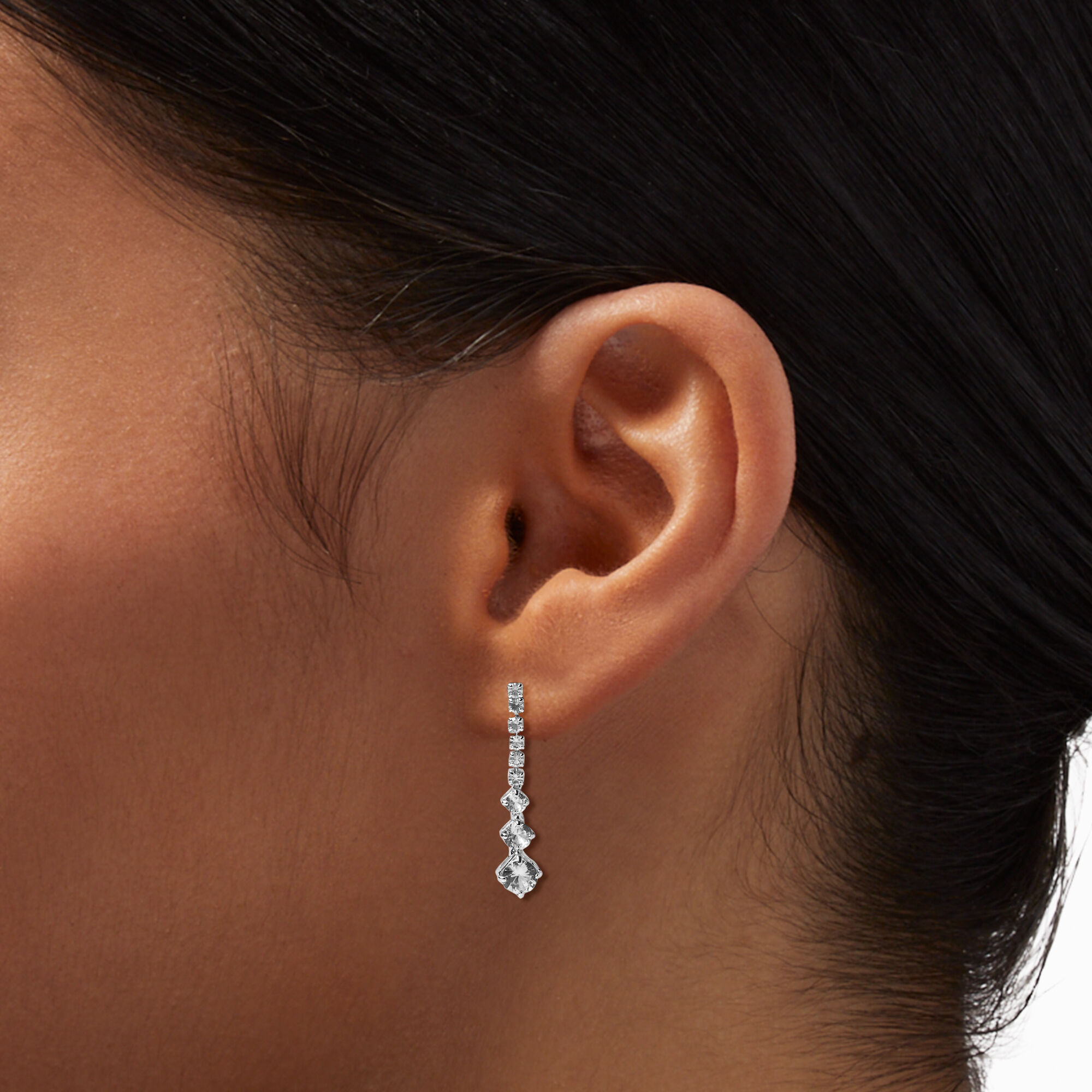 Silver-tone Cubic Zirconia Drop Jewellery Set - 2 Pack,