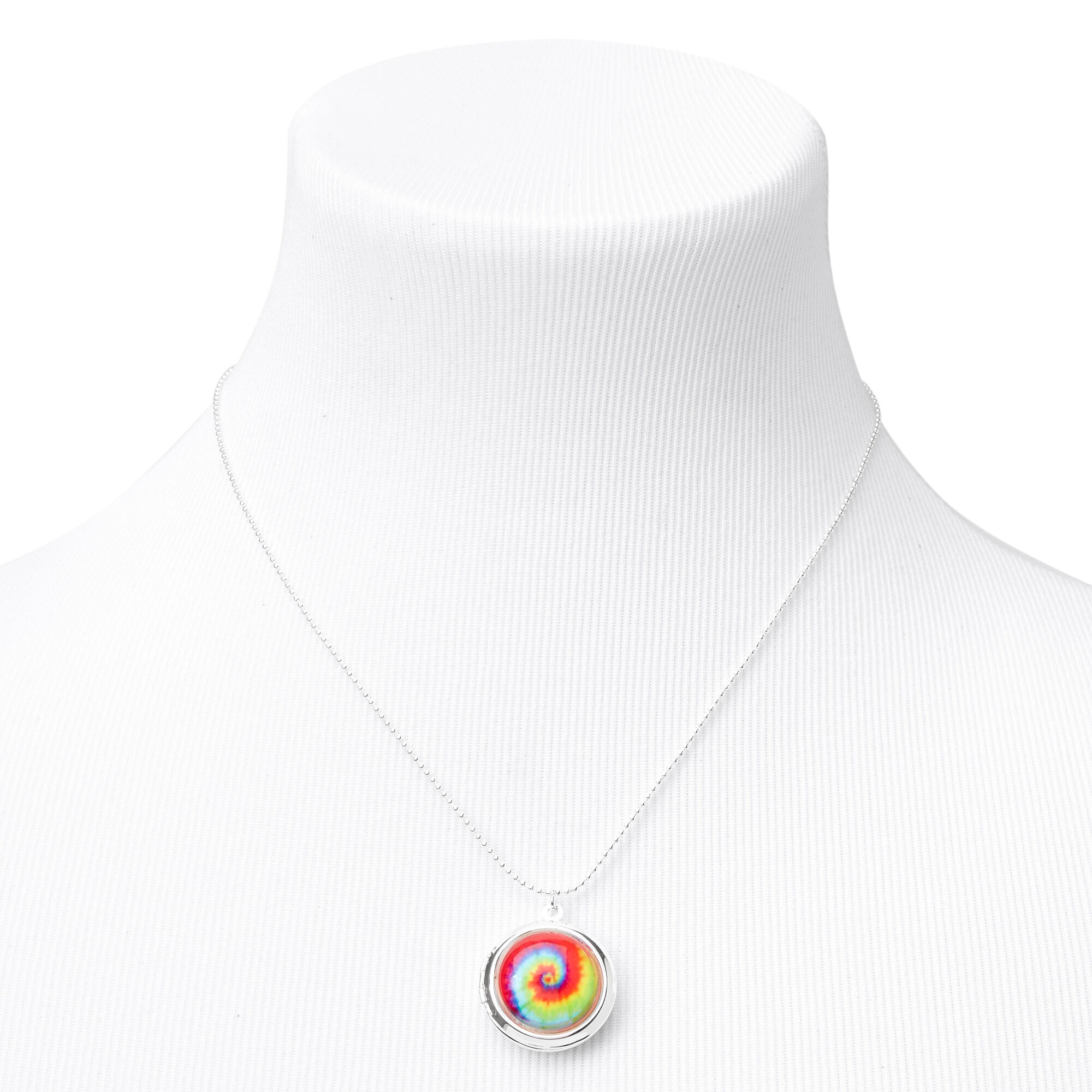 Tie-Dye Locket Necklace - Silver,
