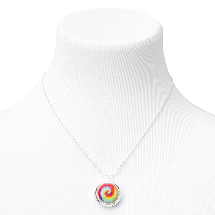Tie-Dye Locket Necklace - Silver,
