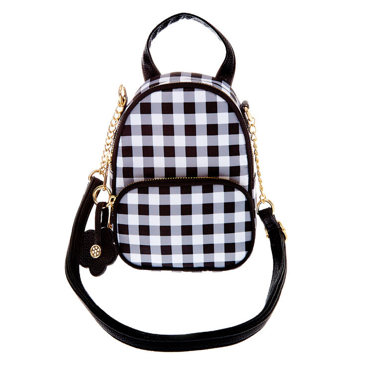 Daisy Gingham Mini Backpack Crossbody Bag - Black | Claire's