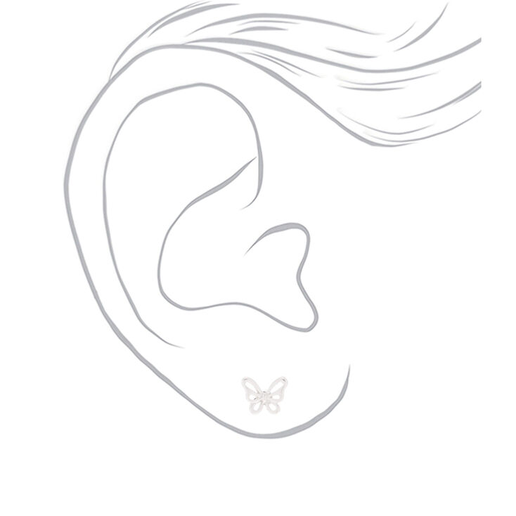 Sterling Silver Butterfly Stud Earrings,