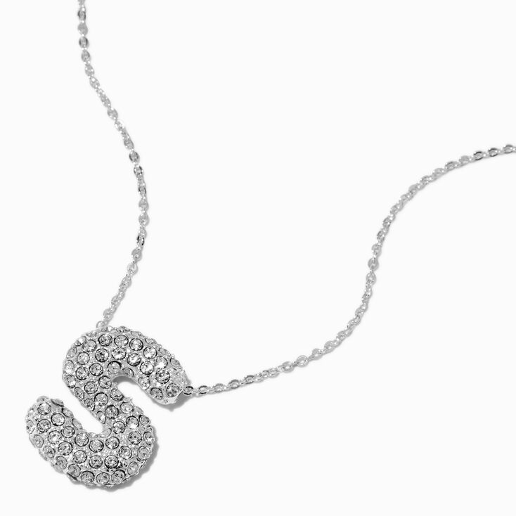 Collier &agrave; pendentif &agrave; bulles et initiale pav&eacute; couleur argent&eacute;e - S,