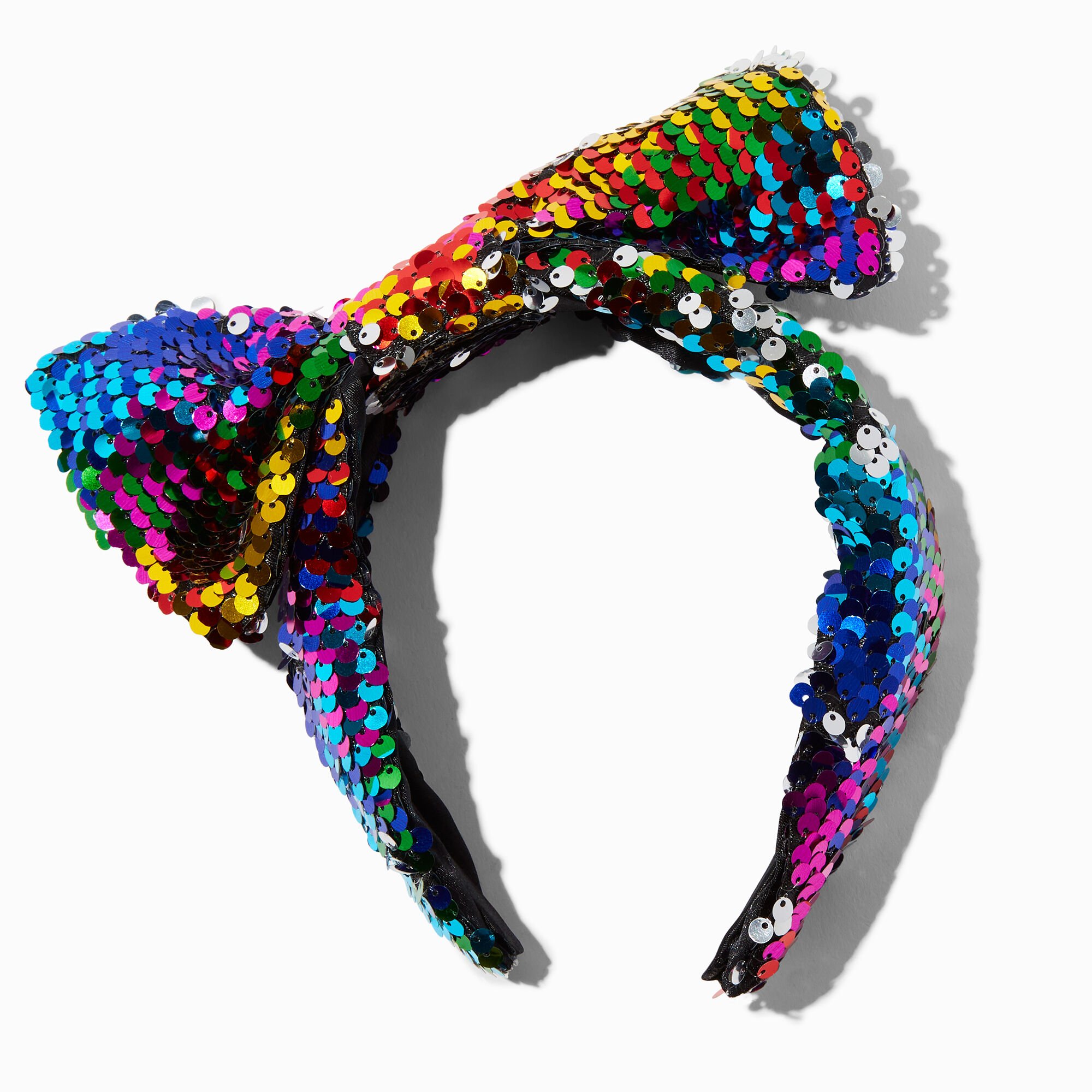 View Claires Sequin Bow Headband Rainbow information