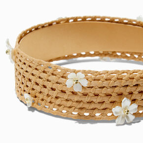 Pearl Flower &amp; Raffia Headband,