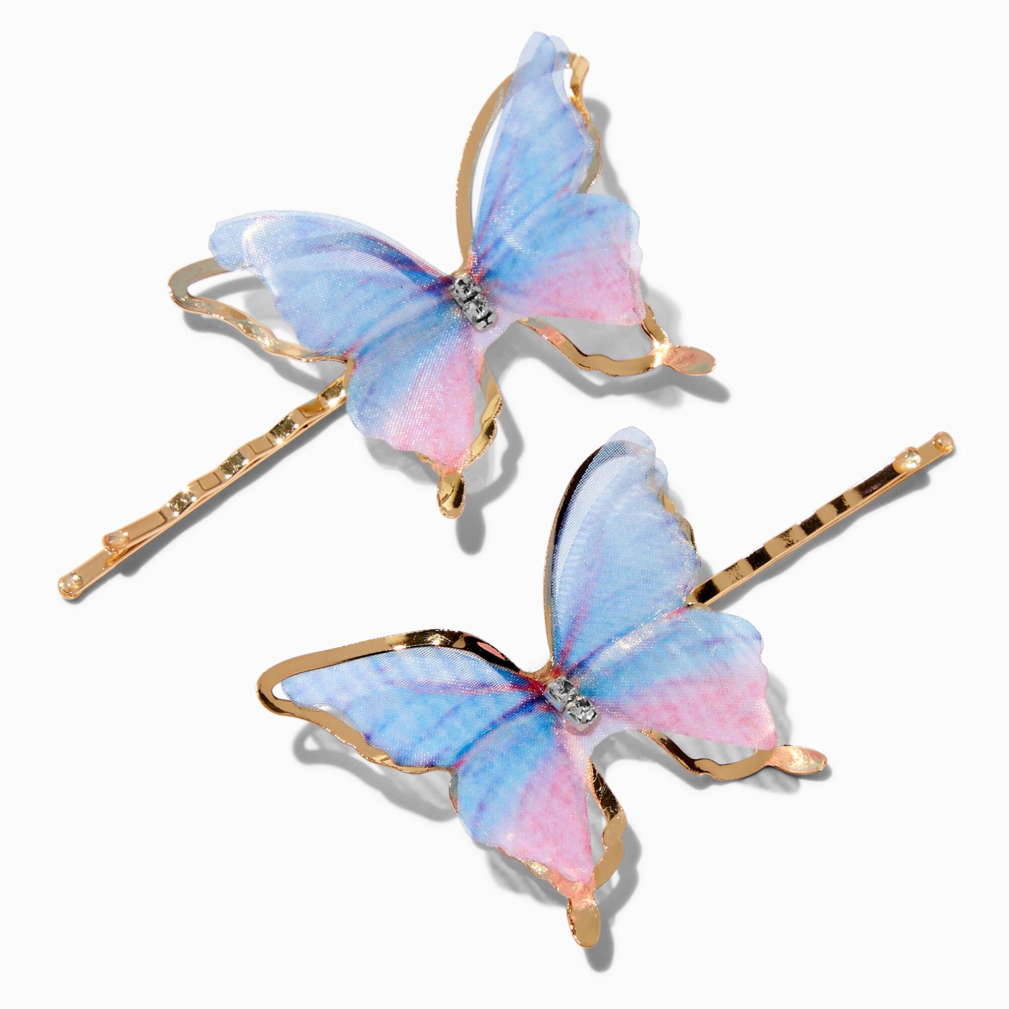 View Claires Pink Butterfly Hair Pins 2 Pack Blue information