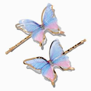 Blue &amp; Pink Butterfly Hair Pins - 2 Pack,