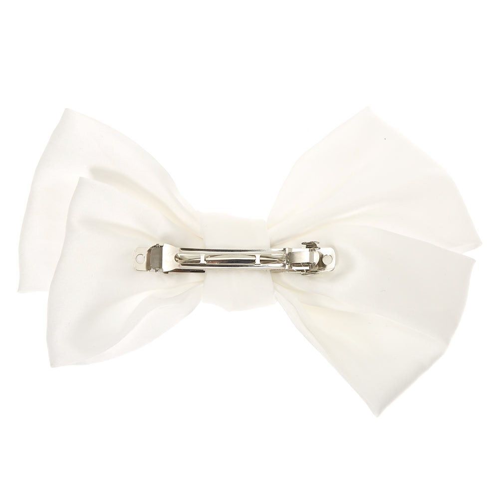 Grande barrette à nœud blanche,
