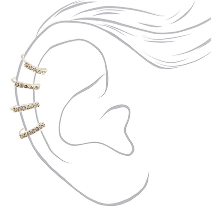 Silver 1.5&quot; Crystal Ear Cuff,