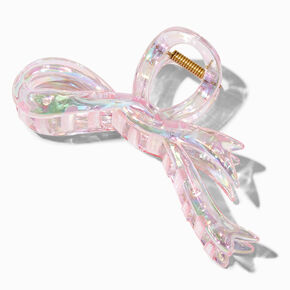 Pince &agrave; cheveux n&oelig;ud transparente rose,