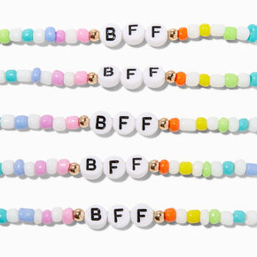 Best Friends Rainbow Beaded Stretch BFF Bracelets - 5 Pack,