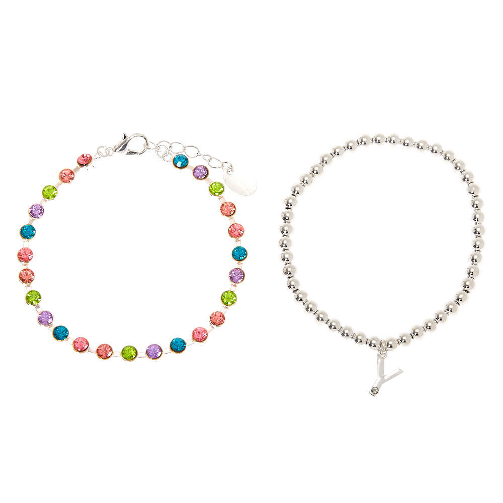 Silver Rainbow Initial Jewellery Gift Set - Y, 4 Pack,