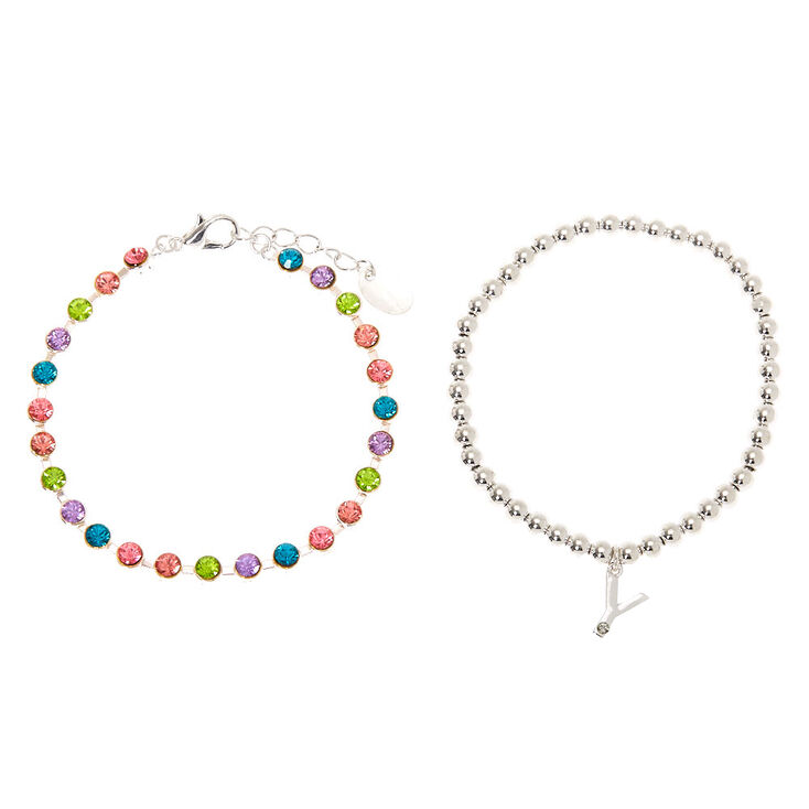 Silver Rainbow Initial Jewellery Gift Set - Y, 4 Pack,