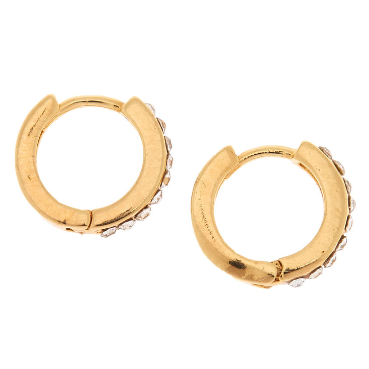 18kt Gold Plated 10MM Embellished Hoop Earrings,