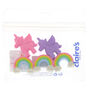 Lot de 5&nbsp;gommes licorne et arc-en-ciel,