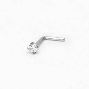 20G Silver-tone Stainless Steel Cubic Zirconia Nose Stud,