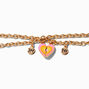 Best Friends Gold Magnetic Split Striped Heart Charm Bracelets - 2 Pack,