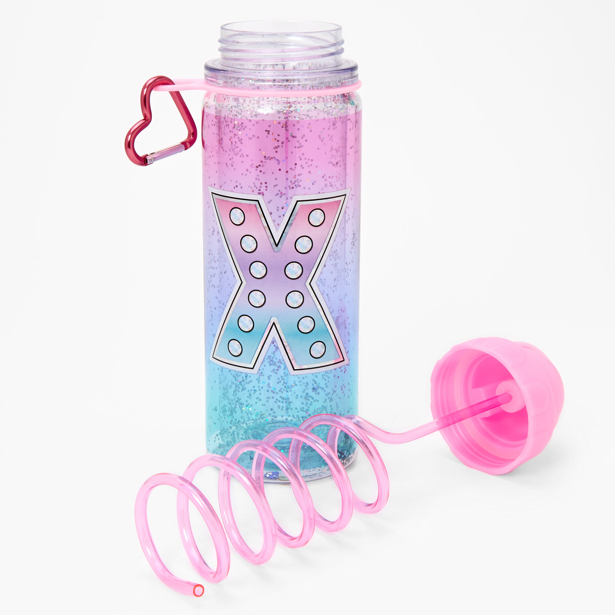 Initial Water Bottle - Pink, X,