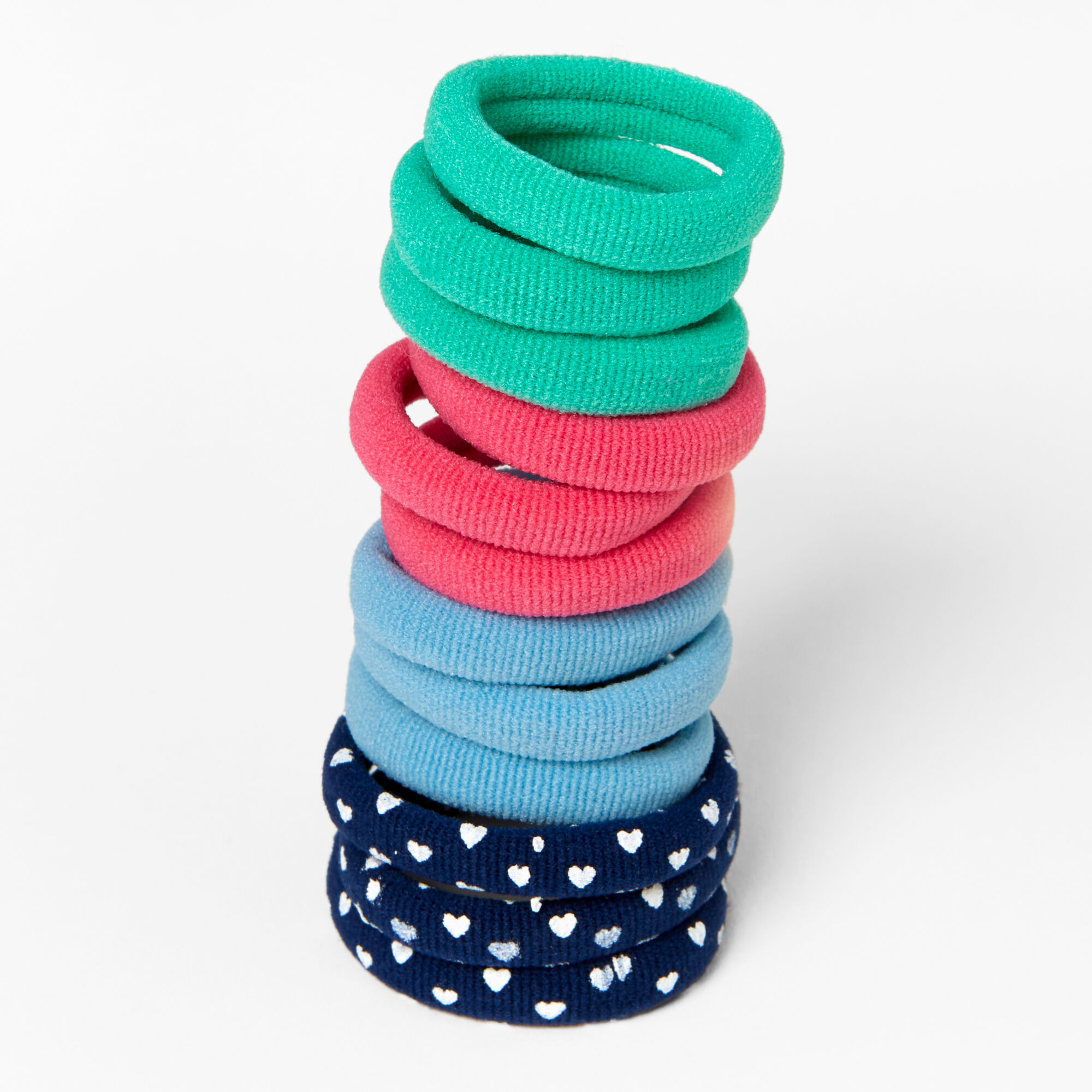 Claire's Club Heart Polka Dot Rolled Hair Ties - 10 Pack,