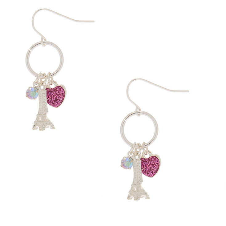 Claire's Pendantes « Amour à la parisienne » couleur argenté 2,5 cm
