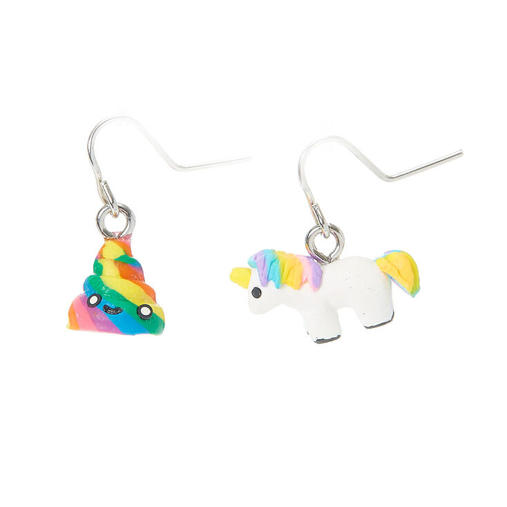 Unicorn Rainbow Poop Emoticon Earrings,