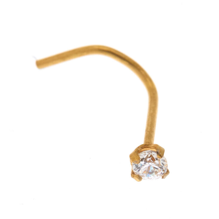18ct Gold Plated Cubic Zirconia 22G Nose Stud,