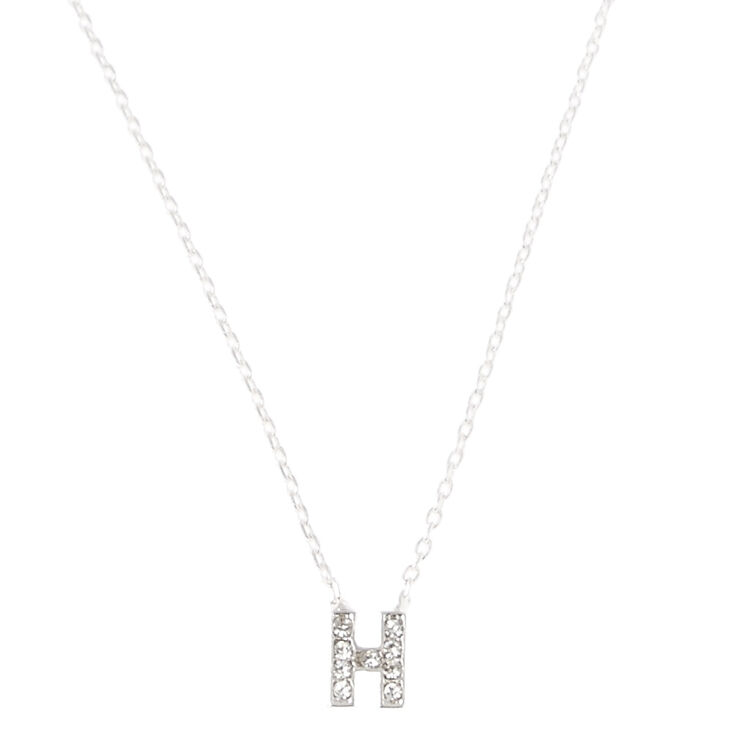 Collier &agrave; pendentif initiale ornement&eacute; couleur argent&eacute;e - H,