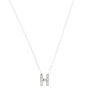 Silver Embellished Initial Pendant Necklace - H,