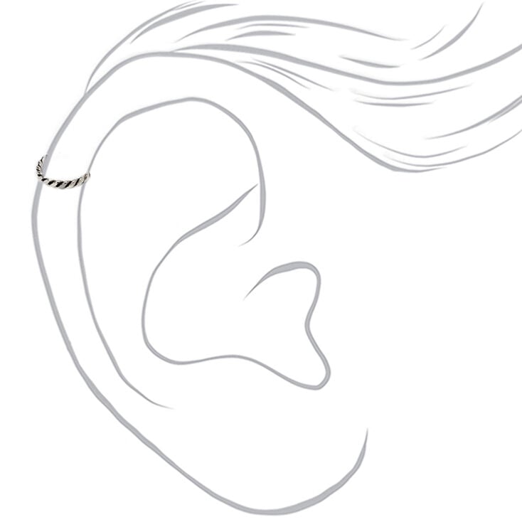 Sterling Silver 22G Twisted Cartilage Hoop Earring,