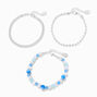 Blue Bubble Silver Chain Bracelet Set - 3 Pack,