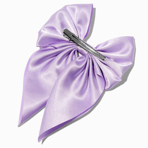 Purple Satin Bow Barrette Hair Clip,