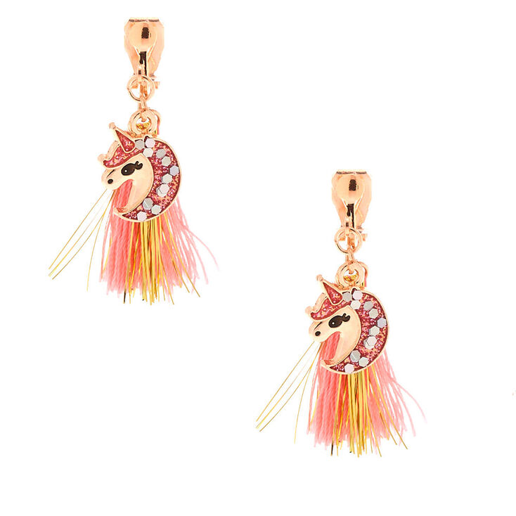 1 Glam Unicorn Tassel Clip On Drop Earrings Coral Claire S