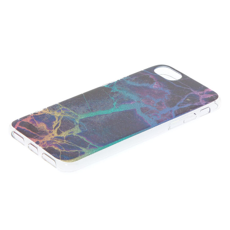 Cracked Marble and Rainbow Glitter Phone Case - Fits iPhone 6/7/8,