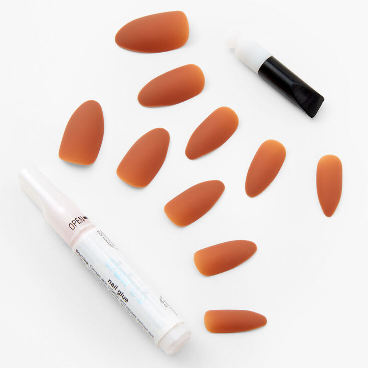 Matte Stiletto Faux Nail Set - Burnt Orange, 24 Pack,