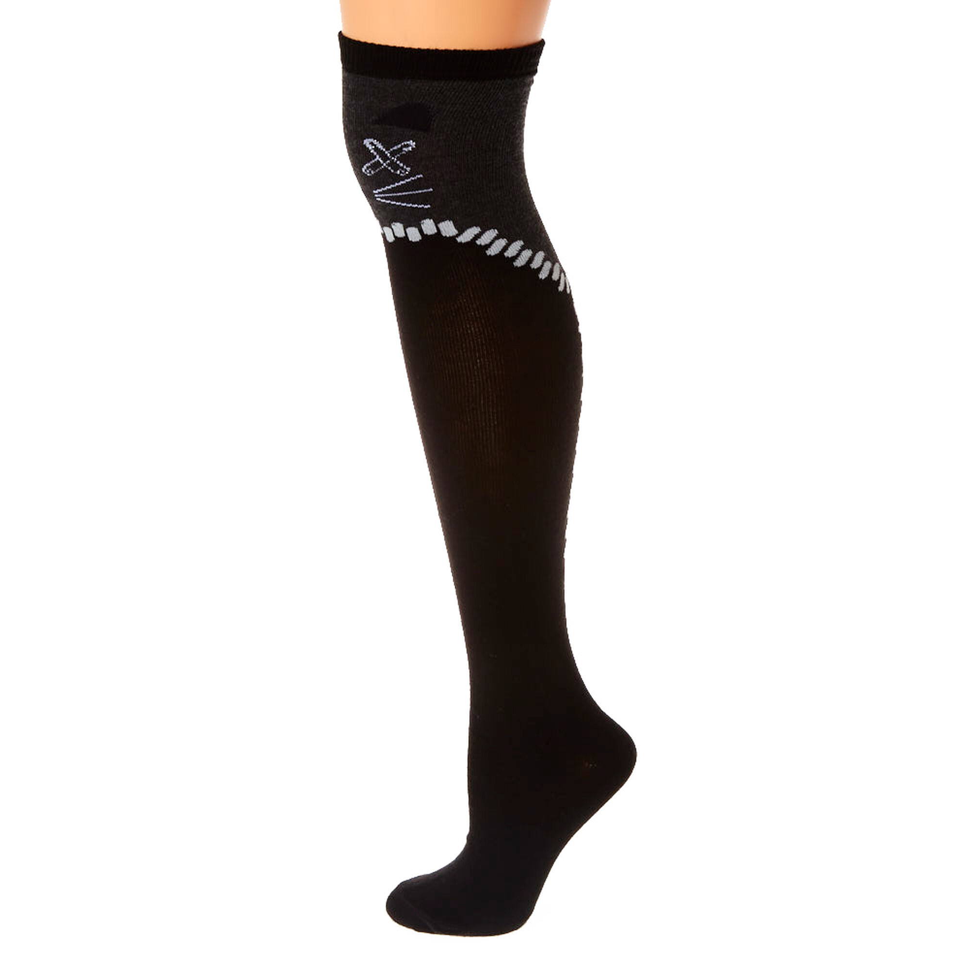 Black Gray Tall Cat Socks Claire S