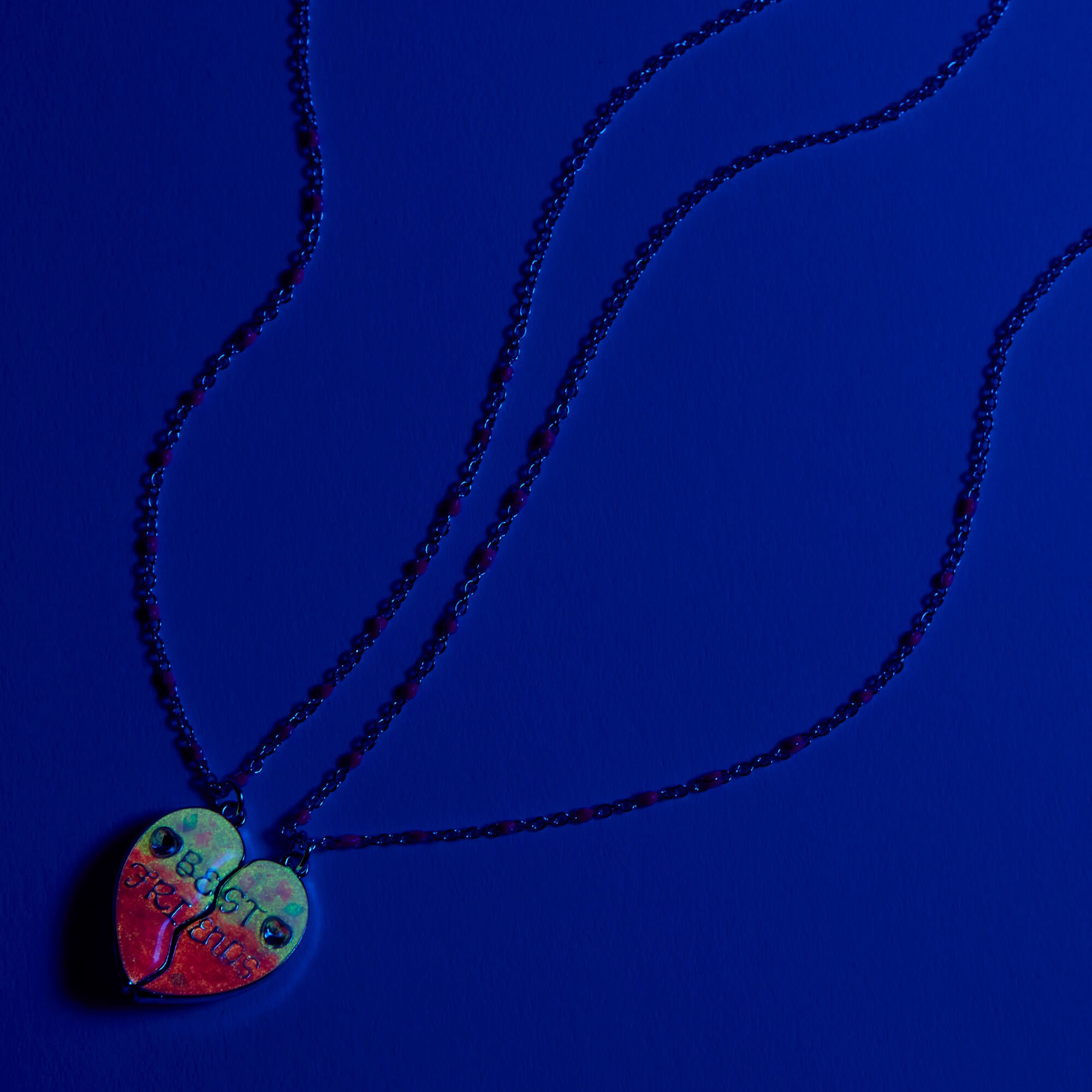 Best Friends Glow In the Dark Heart Pendant Necklaces - 2 Pack,