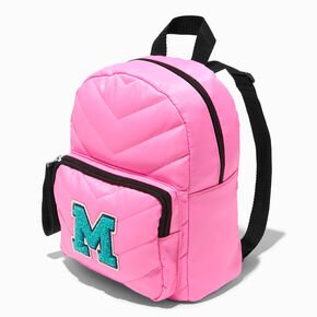 Pink Chevron Varsity Initial Mini Backpack - M,