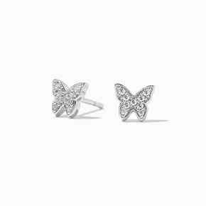 Laboratory Grown Diamond Pav&eacute; Butterfly Sterling Silver Stud Earrings 0.10 ct. tw.,